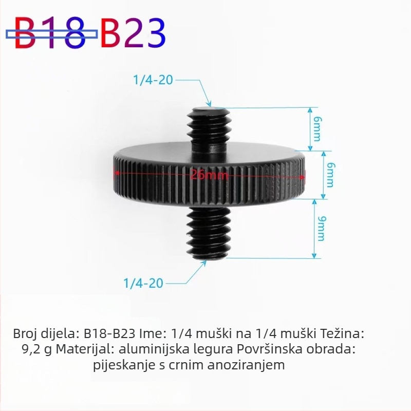 Glava stativa s konverzijskom maticom 1/4–3/8 i gumbom za ploču za brzo oslobađanje, aluminijska legura, model Z, nosivost 2–5 kg