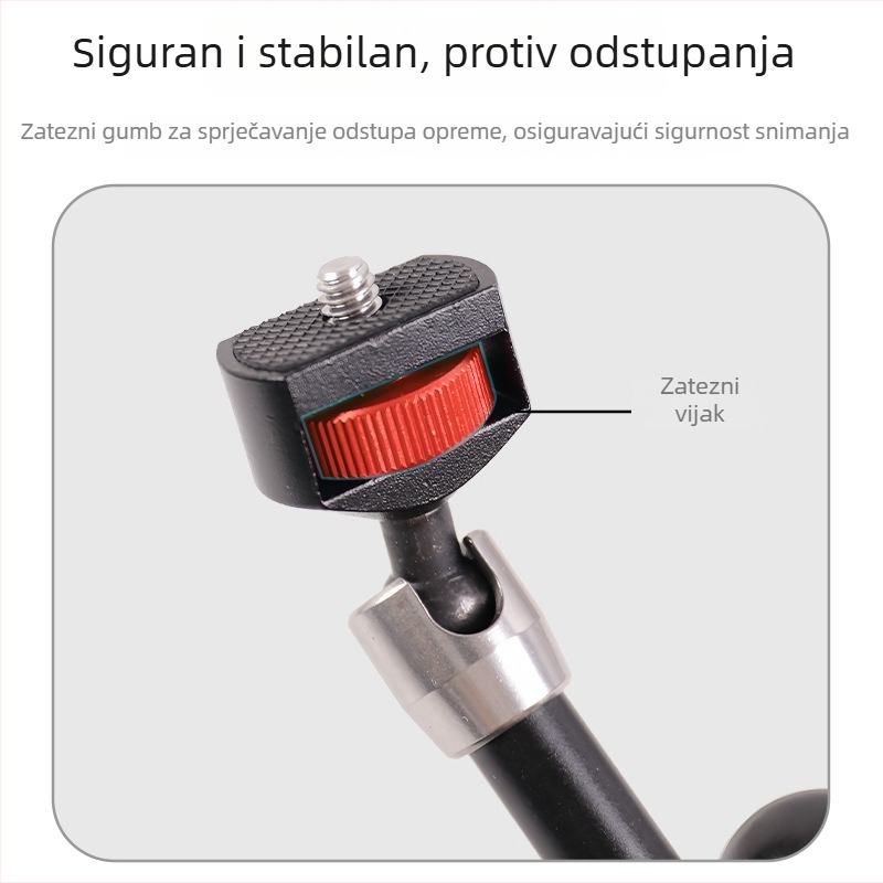 Čarobni rameni nosač za mobitel i mikrofon — univerzalni aluminijski spoj, dvostrani gimbal, dimenzije 11 x 7 inča, nosivost do 2 kg