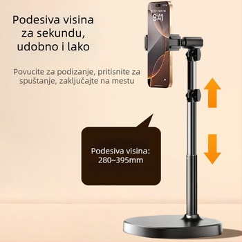 Stolni nadglavni držač za snimanje iznad radne ploče – aluminijska legura, podesiva teleskopijska i rotirajuća glava, nosivost 2 kg, težina 540 g