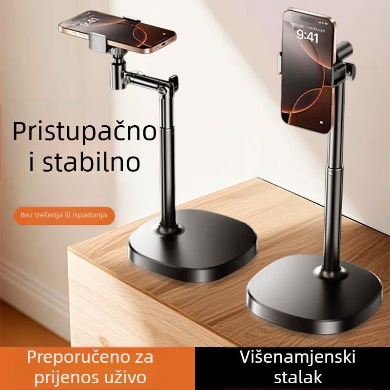 Stolni nadglavni držač za snimanje iznad radne ploče – aluminijska legura, podesiva teleskopijska i rotirajuća glava, nosivost 2 kg, težina 540 g