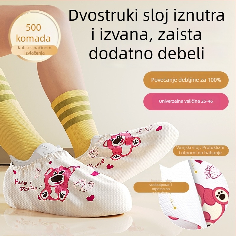 Debljane jednokratne navlake za obuću za kućnu upotrebu, otporne na habanje, vodootporne, od netkane tkanine, unutarnje protuklizne, pogodne za učenike i goste, ponovno upotrebljive