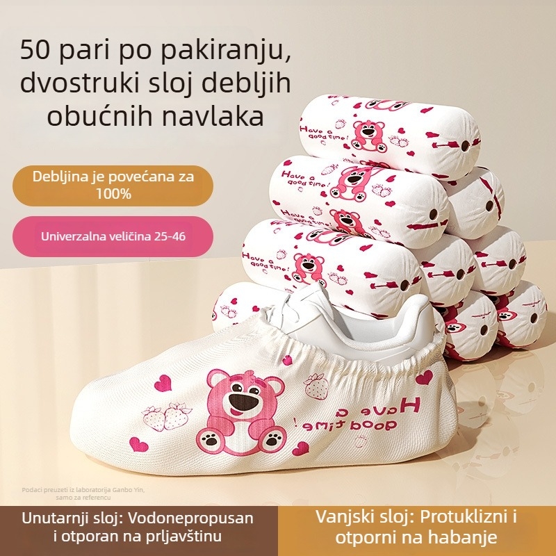 Debljane jednokratne navlake za obuću za kućnu upotrebu, otporne na habanje, vodootporne, od netkane tkanine, unutarnje protuklizne, pogodne za učenike i goste, ponovno upotrebljive