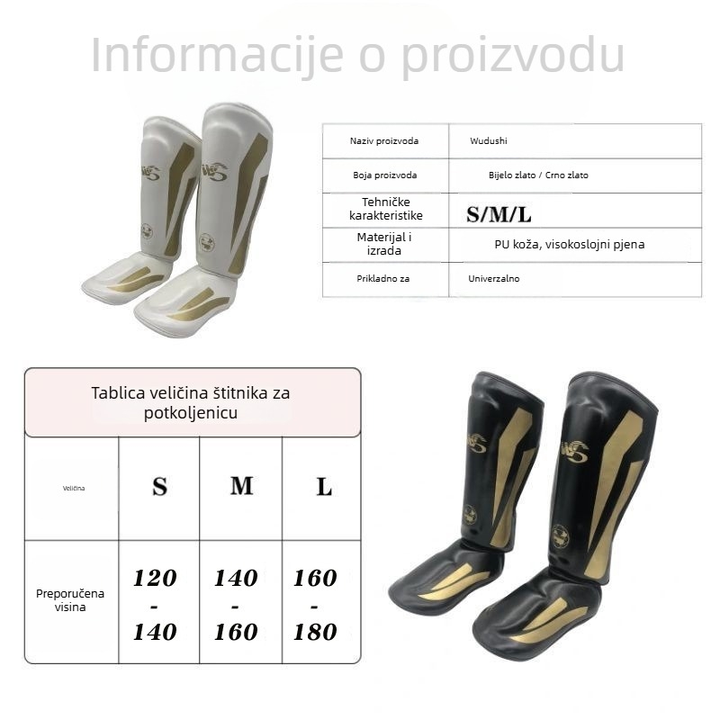 Sanda zaštita za nogu s debelim dijelom za stopalo – zaštita lista i podlaktice za boksa i Muay Thai, PU koža s visoko gustoćom pjene