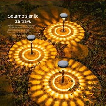Solarna lampa za travu s projekcijom kapljica vode, usađena u tlo, načini disanja i stalno rasvjetljenje, trajanje rasvjete 6–12 sati