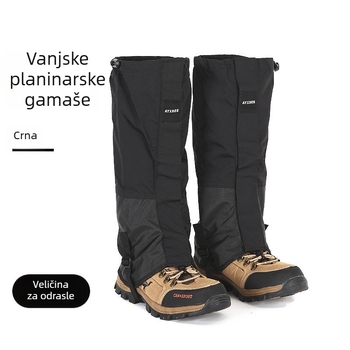 Vanjske gaiters za snijeg, dužine 50-55 cm, proširene i produžene; vodootporne, otporne na blato i insekte; zaštita listova i stopala uz vezice