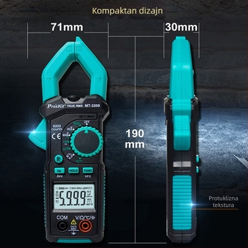 Baogong klipsni multimetar MT-3209, visoko precizan digitalni ampermetar AC/DC