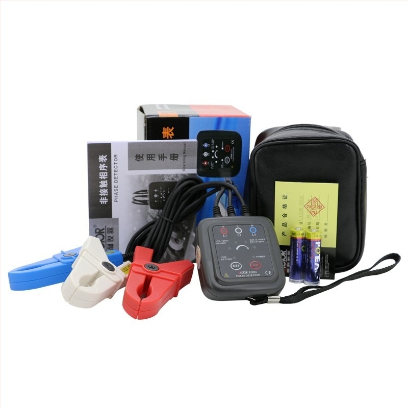 Trofazni AC fazometar i tester fazne sekvence VC850A/B/C/D, raspon mjerenja 220–600V, namijenjen za testiranje fazne sekvence motora.