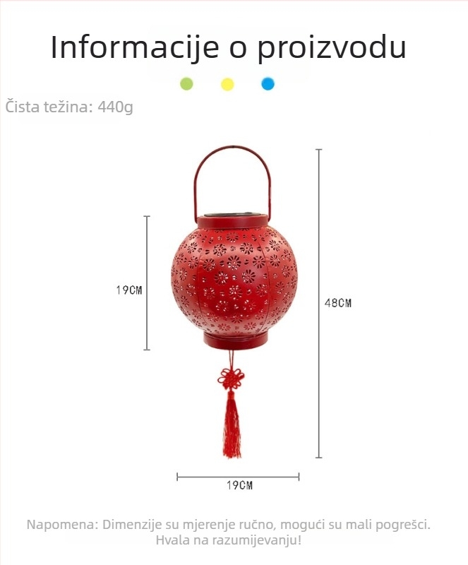 Solarna lampa s željeznim rešetkastim prozorom za projekciju, vanjski dvori i vrt, IP65 vodootporno, LED izvor, 0,5 W, induktivni prekidač, radno vrijeme 6–12 sati