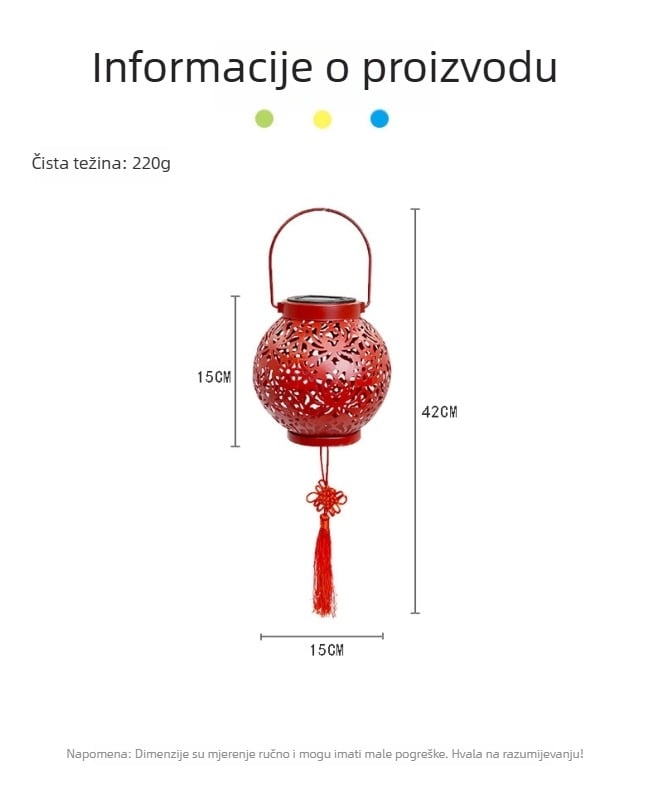 Solarna lampa s željeznim rešetkastim prozorom za projekciju, vanjski dvori i vrt, IP65 vodootporno, LED izvor, 0,5 W, induktivni prekidač, radno vrijeme 6–12 sati