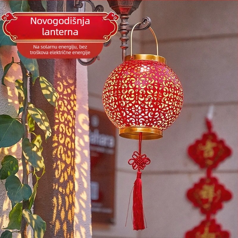 Solarna lampa s željeznim rešetkastim prozorom za projekciju, vanjski dvori i vrt, IP65 vodootporno, LED izvor, 0,5 W, induktivni prekidač, radno vrijeme 6–12 sati