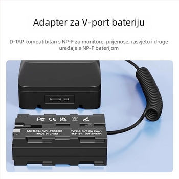 D-TAP na NP-F970/550/750 dvostrani simulirani baterijski adapter s držačem monitora – aluminijska legura