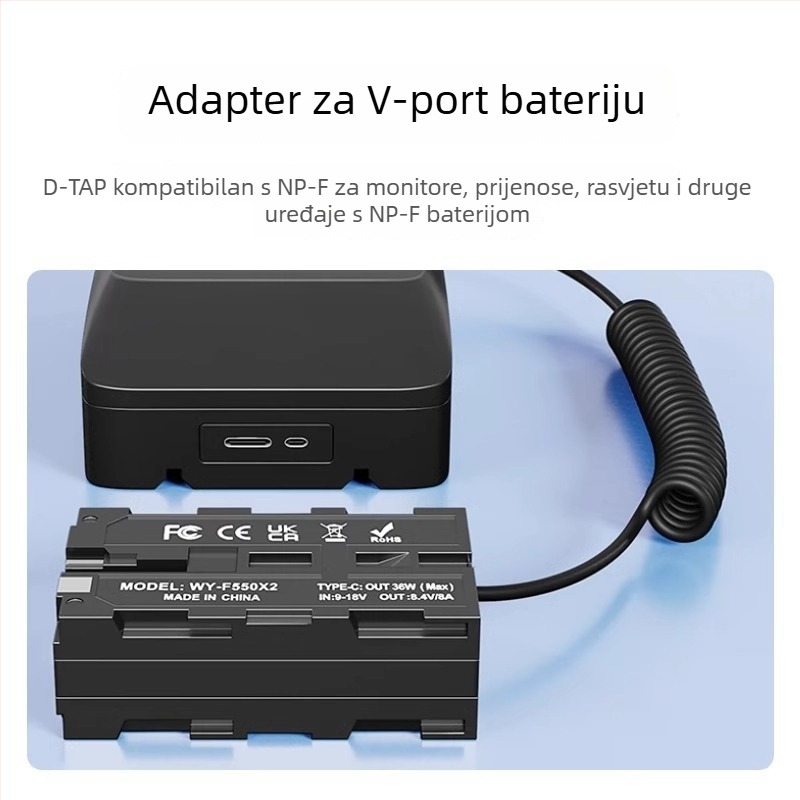 D-TAP na NP-F970/550/750 dvostrani simulirani baterijski adapter s držačem monitora – aluminijska legura