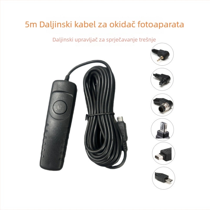Kabel za daljinsko upravljanje zatvaračem kamere – Modeli RS-60E3, 80N3, MC-DC2, MC-30, RM-VPR1, RM-UC1; Materijal: guma; Maksimalno opterećenje: više od 10 kg; Težina: 50 g