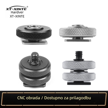 1/4 dvostruka baza hot-shoe za SLR fotoaparat — aluminijska legura, nosivost 2–5 kg, težina 18 g