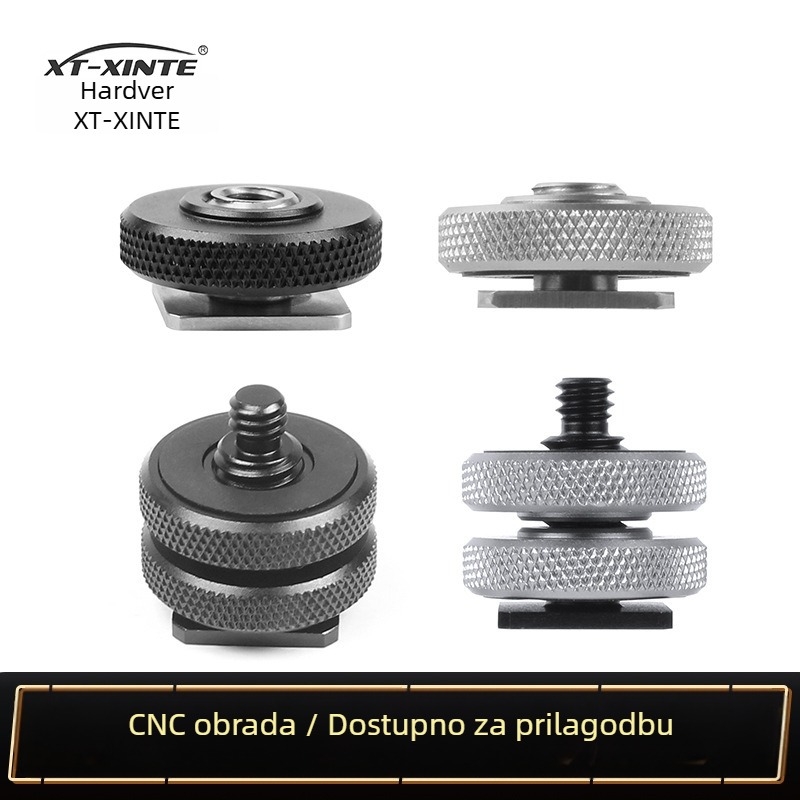 1/4 dvostruka baza hot-shoe za SLR fotoaparat — aluminijska legura, nosivost 2–5 kg, težina 18 g