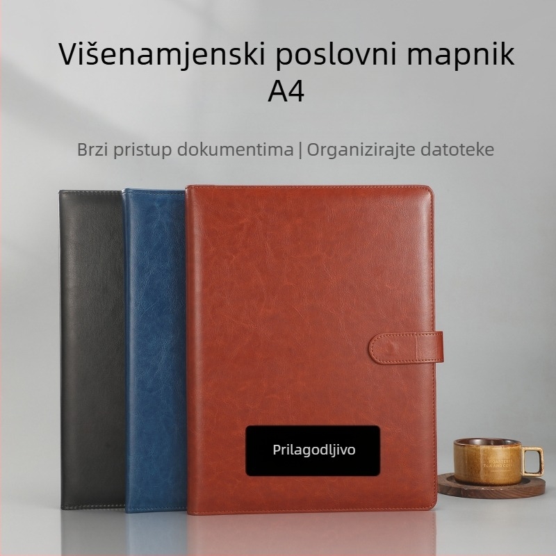 Kožni A4 clipboard s čvrstim stezaljkom, višenamjenski dokumentni fascikl i menadžerski clipboard za sastanke i potpisivanje