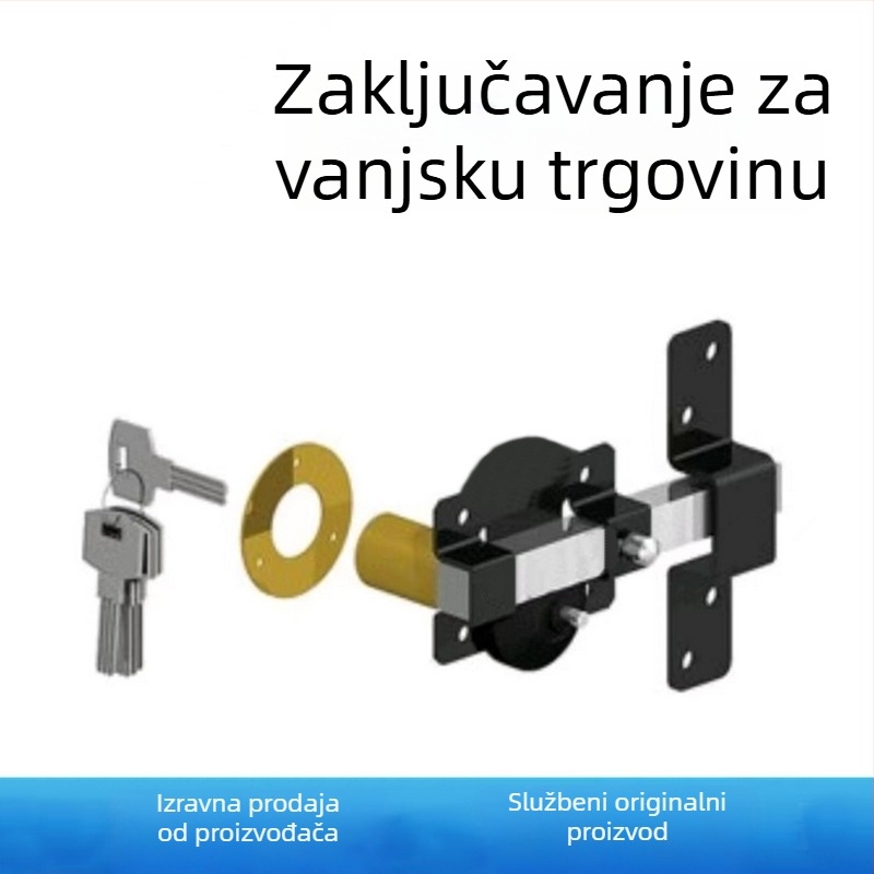 Mehanička brava za drvena vrata s ključem, vodoravni čep, 50 mm