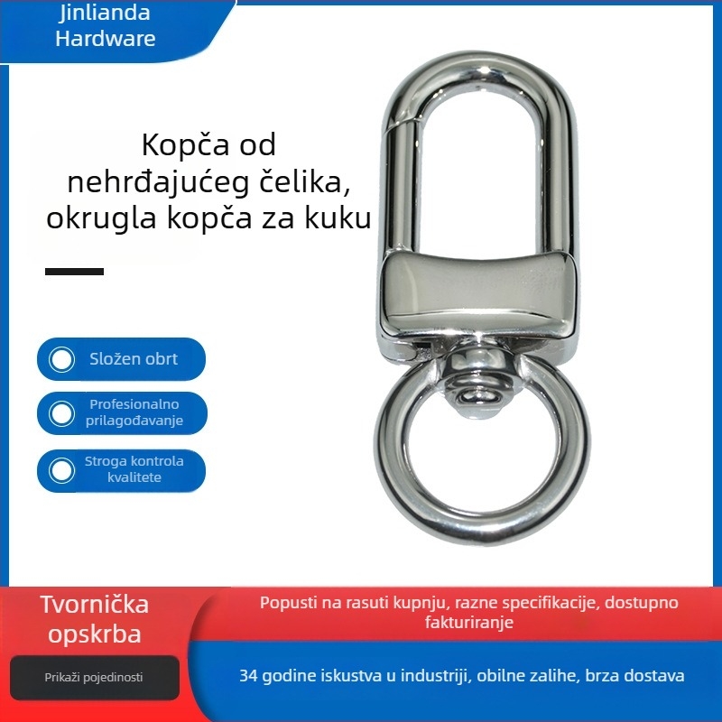 Set spona od nehrđajućeg čelika: otvorena kopča, prsten za odjeću, pločasta kopča, okrugla kuka – dodaci