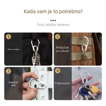 X-TOOLS Karabiner od nehrđajućeg čelika, oktagonalni oblik, brzo otpuštanje, višenamjenski, nosivost 20