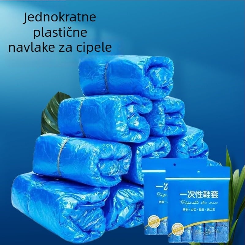 Jednokratne navlake za cipele za unutarnju upotrebu, zaštita od prašine, debele, vodootporne od PE plastike, univerzalna veličina, pakiranje 100 komada