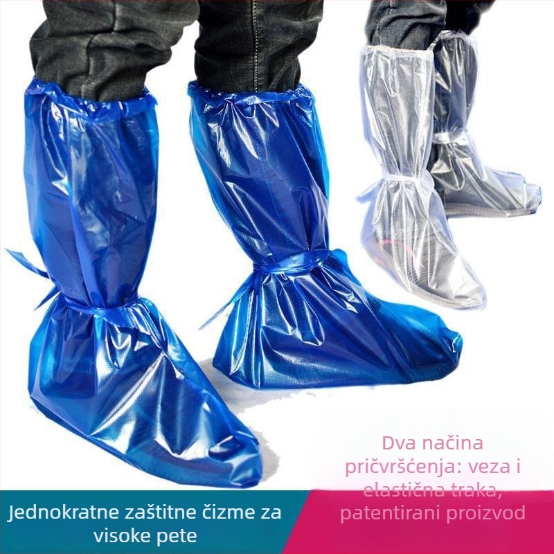 Jednokratne vodootporne navlake za cipele s dugim visokim cilindrom, ojačane plastične zaštitne navlake za vanjsku upotrebu u uzgoju; Materijal: PE/plastika; Podrijetlo: provincija Hubei; Licenca XK16-204-04256