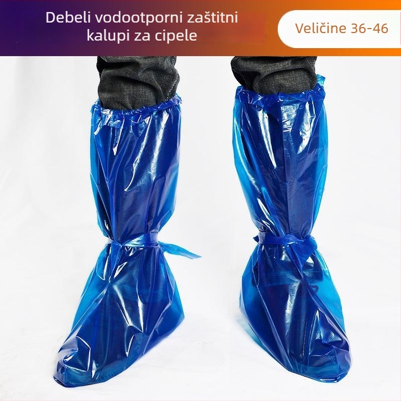 Jednokratne vodootporne navlake za cipele s dugim visokim cilindrom, ojačane plastične zaštitne navlake za vanjsku upotrebu u uzgoju; Materijal: PE/plastika; Podrijetlo: provincija Hubei; Licenca XK16-204-04256