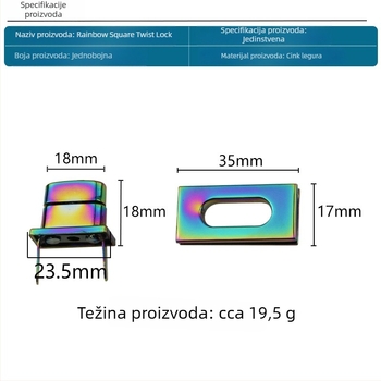 Pravokutna okretna brava za prtljagu – metalni hardver za prtljagu, model Y1280