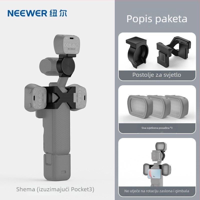 Neewer M21 LED svjetlo za DJI Pocket 3 s magnetskim nosačem, nosivost do 2 kg