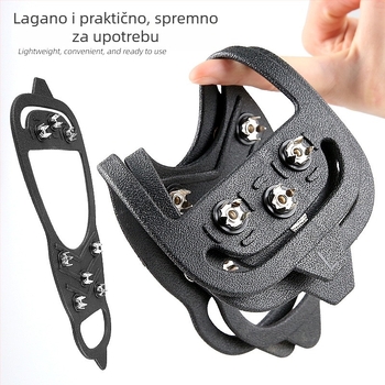8-zubni protuklizni navlakač za cipele zimi na ledu i snijegu; jednostavan za stavljanje i skidanje. Model 011, Feet Enlightenment (Materijal: TPE i metal; Stil: protuklizni, svakodnevna uporaba)