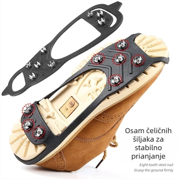 8-zubni protuklizni navlakač za cipele zimi na ledu i snijegu; jednostavan za stavljanje i skidanje. Model 011, Feet Enlightenment (Materijal: TPE i metal; Stil: protuklizni, svakodnevna uporaba)