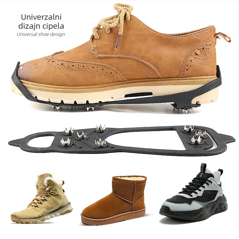 8-zubni protuklizni navlakač za cipele zimi na ledu i snijegu; jednostavan za stavljanje i skidanje. Model 011, Feet Enlightenment (Materijal: TPE i metal; Stil: protuklizni, svakodnevna uporaba)