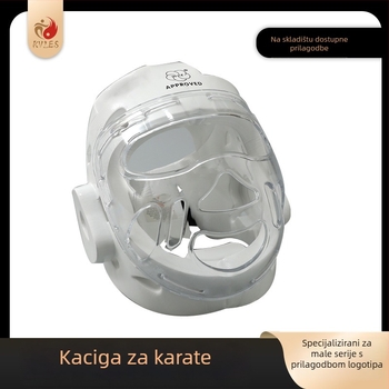 Karaté kaciga s zaštitom lica za natjecanja i treninge — tijelo od poliesterskih vlakana