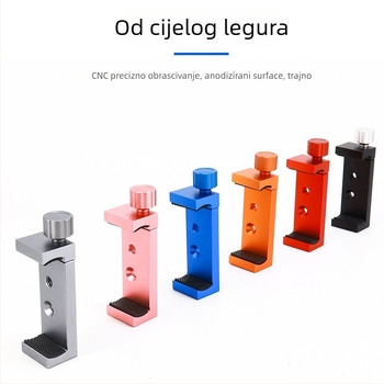 Univerzalna metalna pločica za stolni stativ s držačem za telefon – brzo oslobađanje, za horizontalno i vertikalno fotografiranje; aluminijski spoj; maksimalno opterećenje 2–5 kg; težina 0,14 kg
