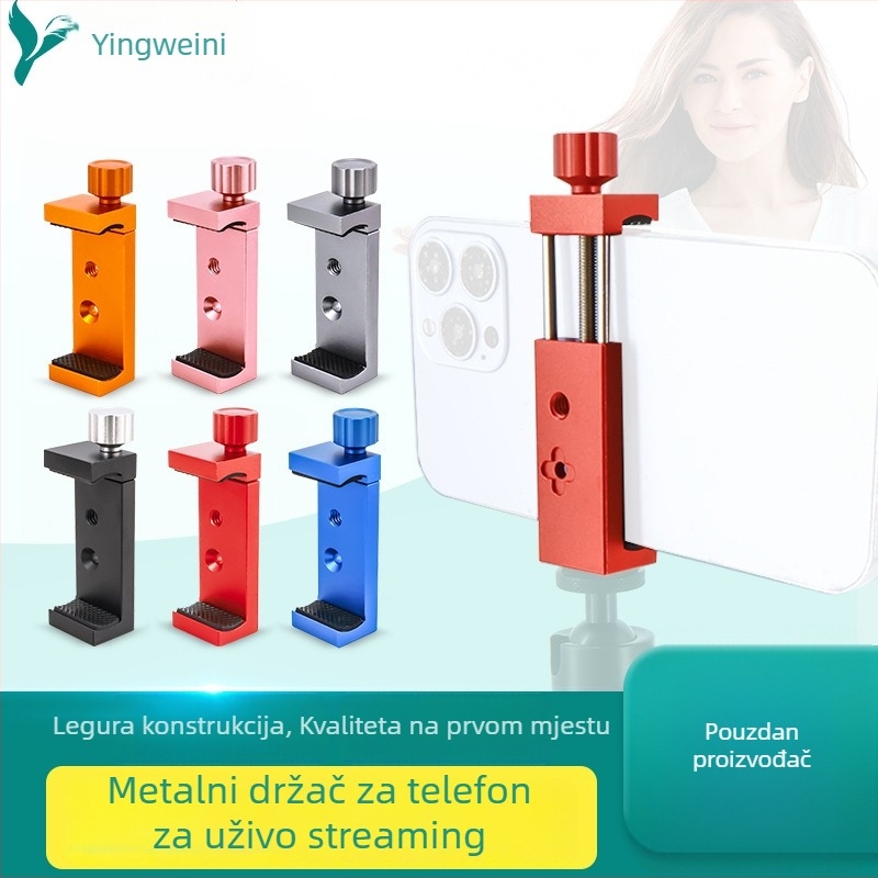 Univerzalna metalna pločica za stolni stativ s držačem za telefon – brzo oslobađanje, za horizontalno i vertikalno fotografiranje; aluminijski spoj; maksimalno opterećenje 2–5 kg; težina 0,14 kg