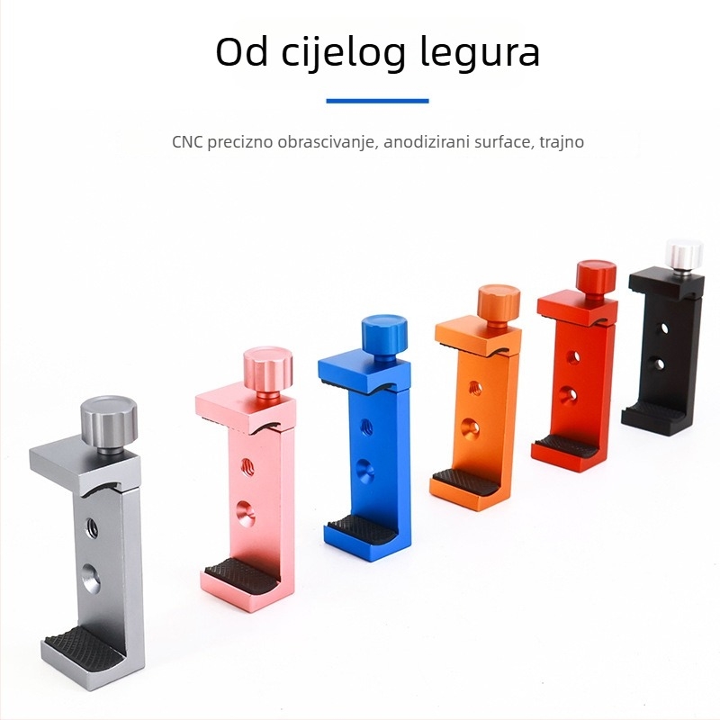 Univerzalna metalna pločica za stolni stativ s držačem za telefon – brzo oslobađanje, za horizontalno i vertikalno fotografiranje; aluminijski spoj; maksimalno opterećenje 2–5 kg; težina 0,14 kg