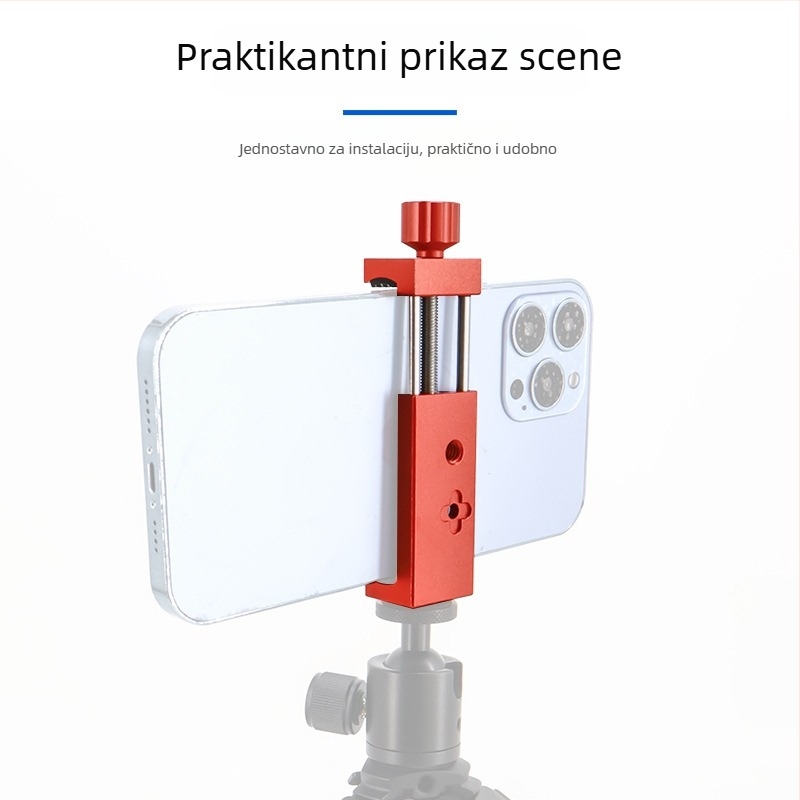 Univerzalna metalna pločica za stolni stativ s držačem za telefon – brzo oslobađanje, za horizontalno i vertikalno fotografiranje; aluminijski spoj; maksimalno opterećenje 2–5 kg; težina 0,14 kg