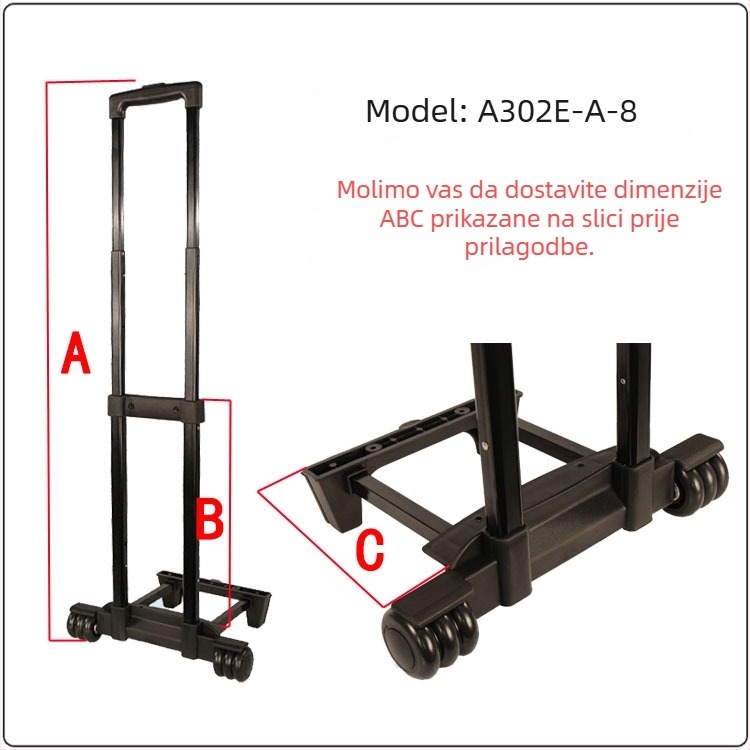 Aluminijska vučna šipka za prtljagu – Huiqiao, namijenjena putnim kovčezima, kutijama alata, kozmetičkim torbama i školskim torbama