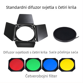 Dodatak za studijsko osvjetljenje: štit za svjetlo s četiri lista i pčelinja mreža, filtr boje, model SY-S-2