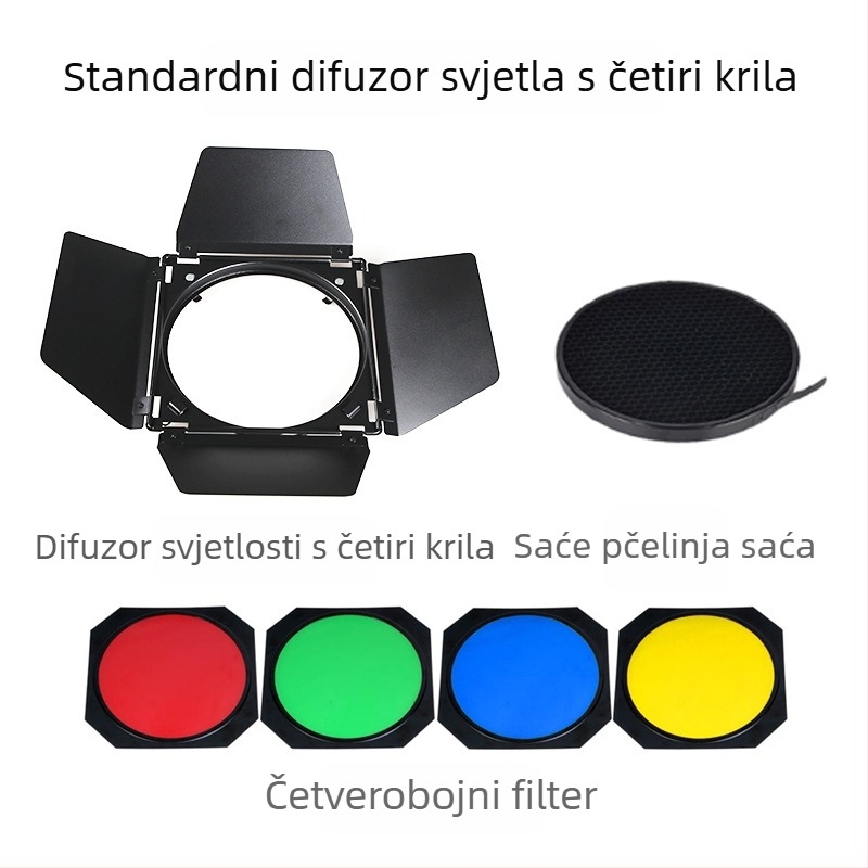 Dodatak za studijsko osvjetljenje: štit za svjetlo s četiri lista i pčelinja mreža, filtr boje, model SY-S-2