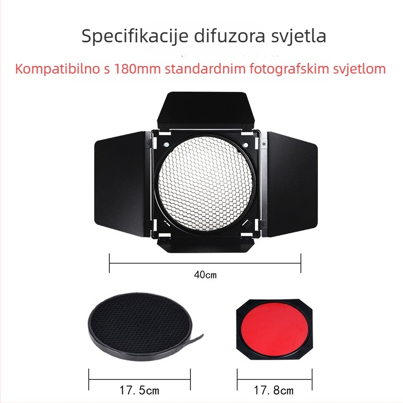 Dodatak za studijsko osvjetljenje: štit za svjetlo s četiri lista i pčelinja mreža, filtr boje, model SY-S-2