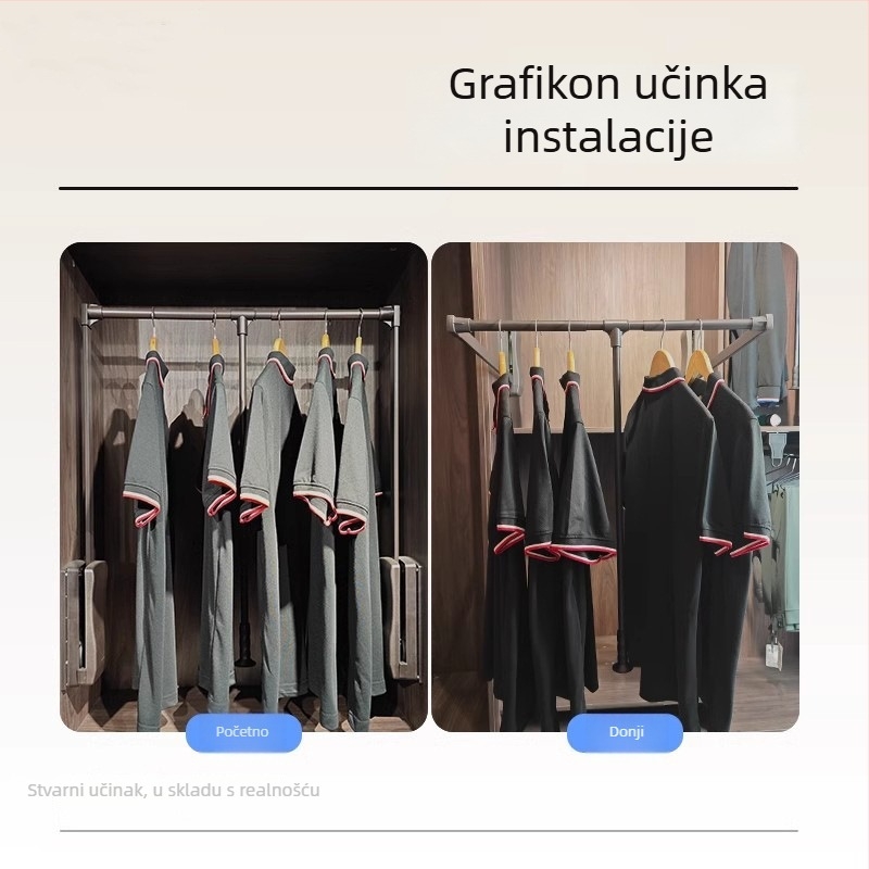 Izdvojiva viseća šipka za ormar – proširiva šipka za odjeću i šešire, vertikalni dizajn, moderni minimalistički stil