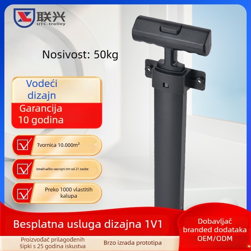 Teleskopska vučna šipka od aluminijske legure za vanjsku opremu za pohranu energije i prijenosne invalidske kolice; otporna na habanje, smanjuje teret, može se pohraniti; prilagođeni logo