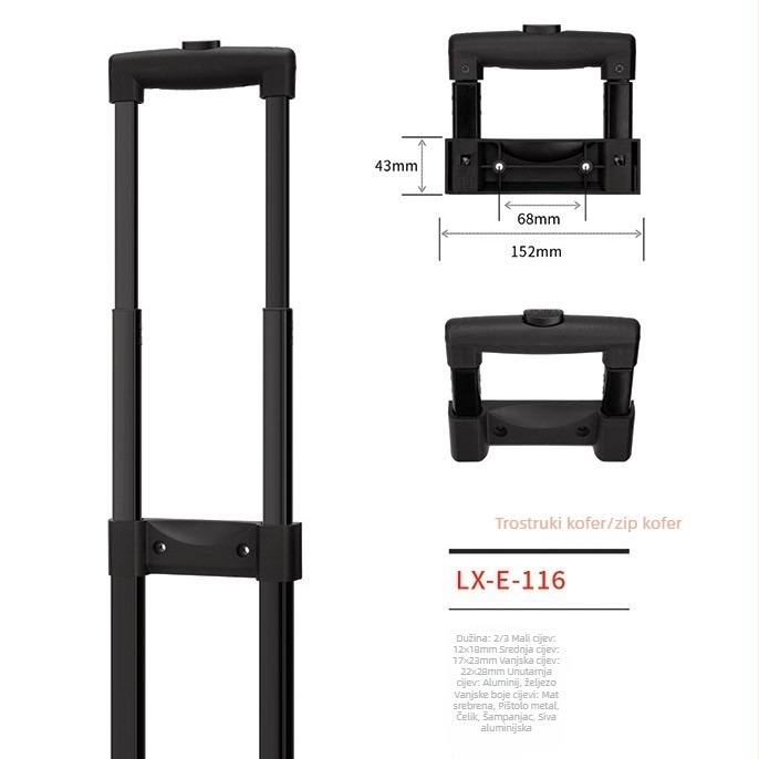 Dodatci za prtljagu: višedijelna teleskopska ručka s univerzalnim kotačićima, materijal željezo, Loncin branda, nubuk koža, proljeće 2025