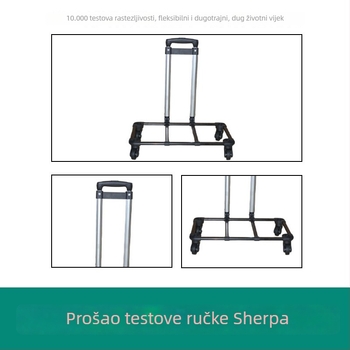 Aluminijski dodaci za prtljagu – model 8A04CJ-C3, sklopiva kolica s univerzalnim kotačićima, teleskopska šipka
