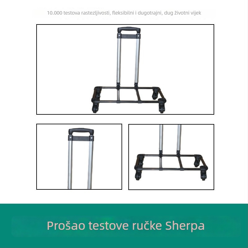 Aluminijski dodaci za prtljagu – model 8A04CJ-C3, sklopiva kolica s univerzalnim kotačićima, teleskopska šipka