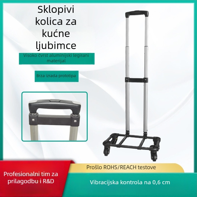 Aluminijski dodaci za prtljagu – model 8A04CJ-C3, sklopiva kolica s univerzalnim kotačićima, teleskopska šipka