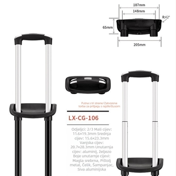 Longxin Bg-106 kolica za prtljagu — željezna konstrukcija, podesiv teleskop, prilagodljive značajke