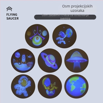 Svijetleći privjesak za ključeve s projekcijom svemirskog broda za djecu, mini crtani UFO privjesak