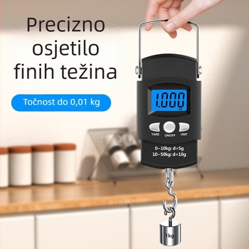 Elektronska džepna vaga s mjernom ljestvicom, prijenosna digitalna vaga za mjerenje ribolovačke opreme, prtljage i namirnica