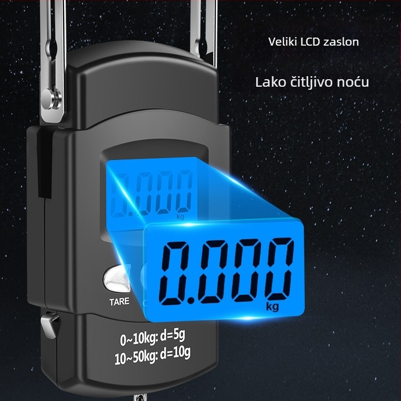 Elektronska džepna vaga s mjernom ljestvicom, prijenosna digitalna vaga za mjerenje ribolovačke opreme, prtljage i namirnica